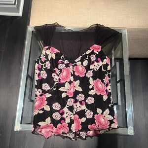 Floral Black and Pink Top